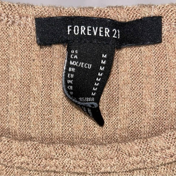 Forever 21 Sweater Cropped Round Hem Knit Ribbed Long Sleeve Crewneck Pullover - Picture 3 of 6